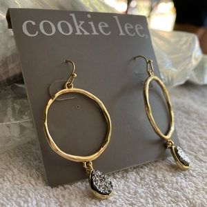Cookie Lee Drop Hoop with Druzy Pendant